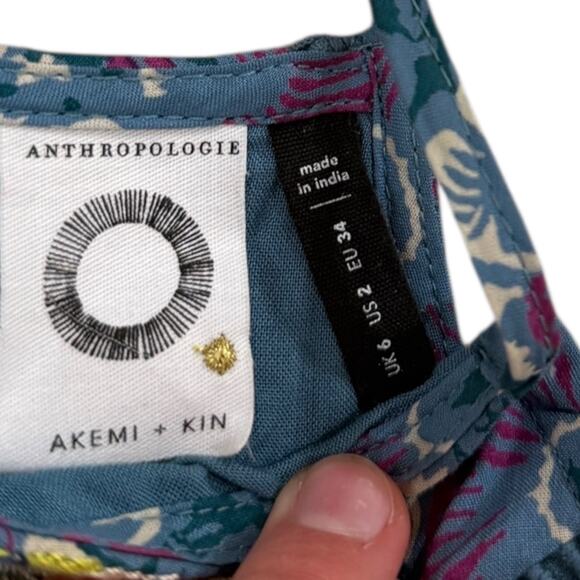 Anthropologie Akemi + Kin Blue Embroidered Halter Top - Picture 6 of 7